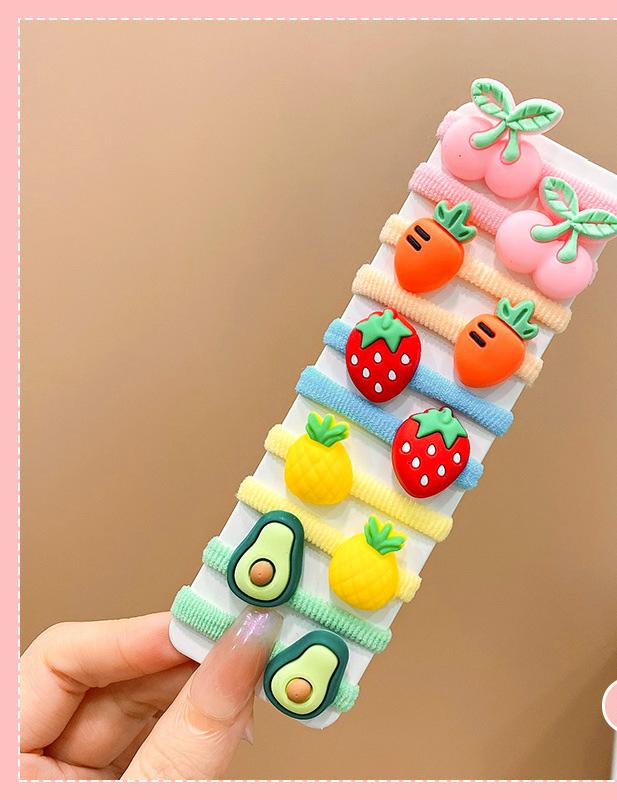10pcs New Fashion High Elasticity Sweet Cute Baby Hair Rope Girls Hair Accessories Rubber Band for Children Cartoon Hair Band