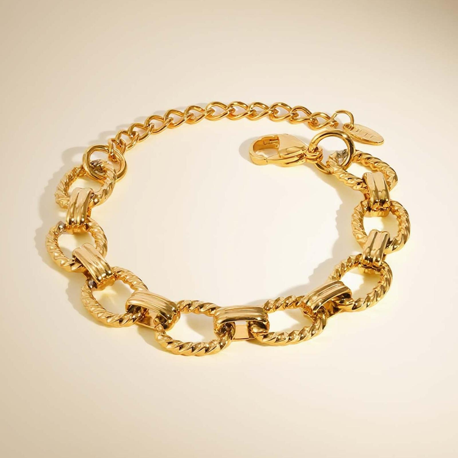 

Vnox Classic Versatile Gold Plated Bracelet For Women, Stainless Steel Adjustable Chain, Fashion Brand Jewelry Crystal Bangles