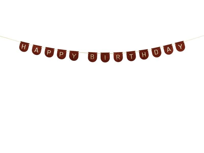 Felt Banner Happy Birthday Boy, Brown, 3M