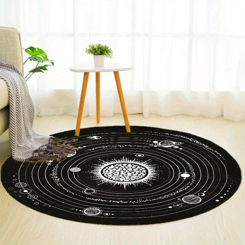 S Black White Galaxies Round Rug Nonslip Area Rug Office Chair Mat Carpet For Living Room Bedroom Home Decor