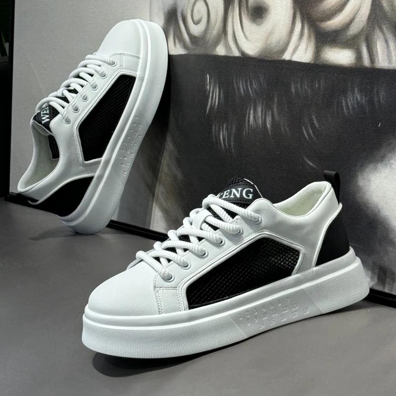 Fashion Original mens sneakers Fashion Comfortable Hiking shoes Summer Hollow mesh breathability Leisure flat white Shoes masculi