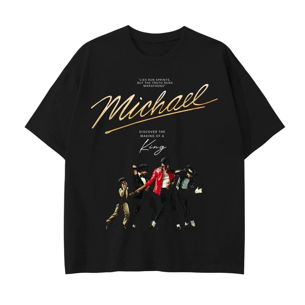MJ Michael Jackson Film zlaté logo grafika 100% Bavlna unisex tričko 2026 Léto Nová Móda Unisex Krátký rukáv Tričko dárek pro fanouška