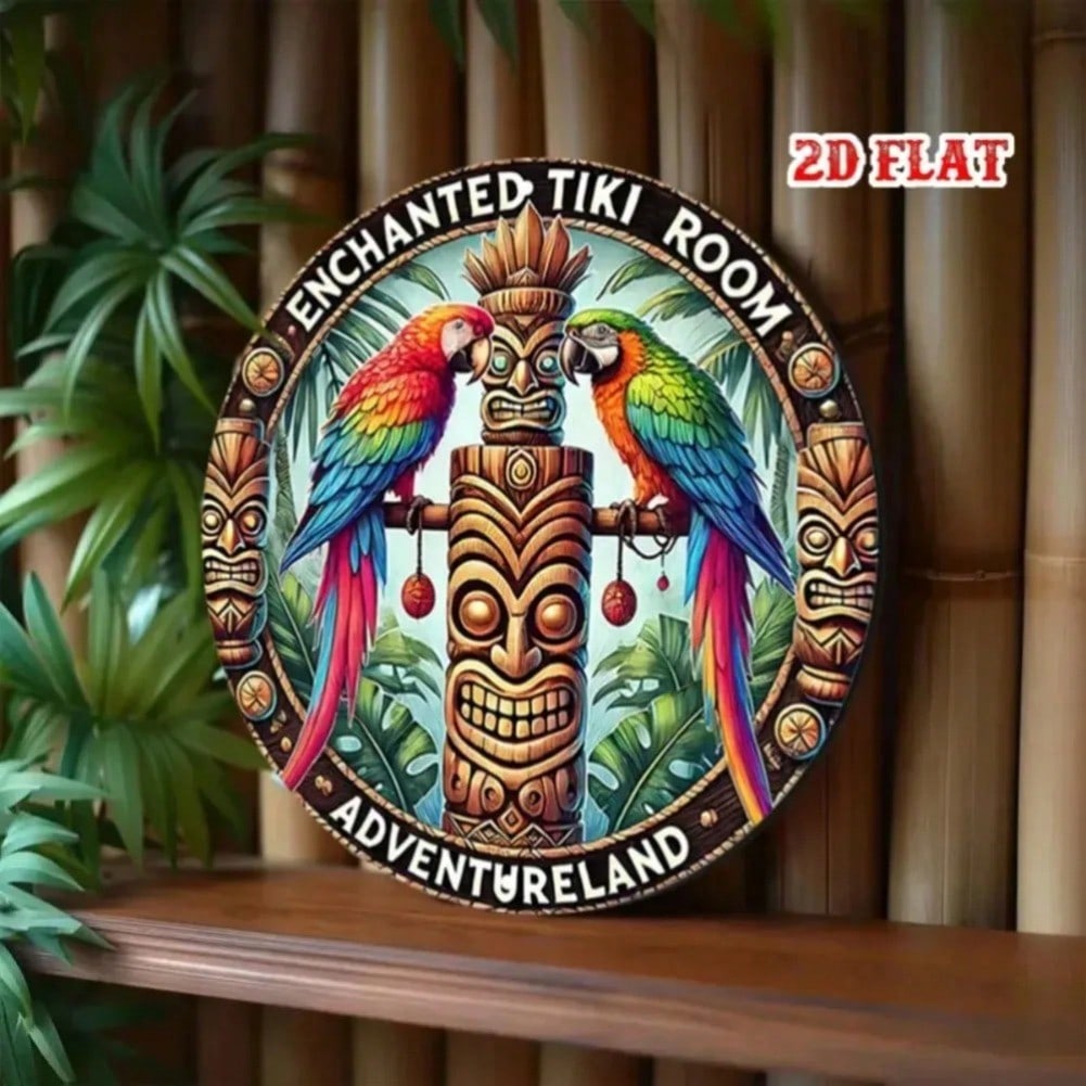 

Tropical Parrot Tiki Metal Sign for Cafe Bar Room Decor 20x20 разноцветный