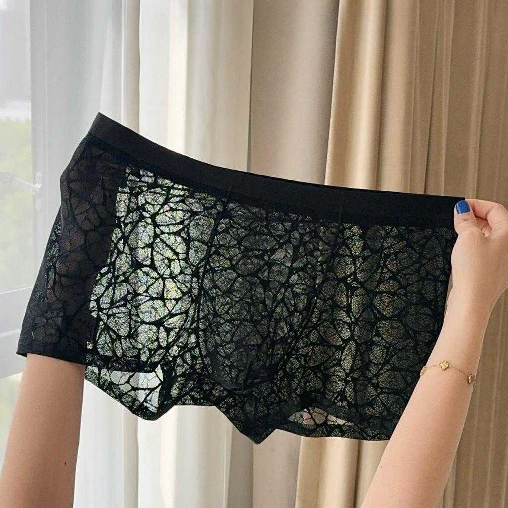 5 Stück Herren Unterwäsche Spitze Leopardenmuster Unterwäsche Jacquard Flachwinkel Unterwäsche Shorts Boxer Brief