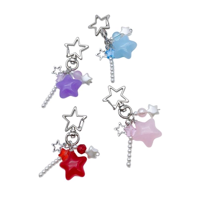 Candy Color Phone Lanyard Jelly Star Pendant Wrist Strap Detachable Phone Chain Keyring Portable Accessory for Women