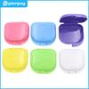 PIORPOY Colorful Denture Cleaning Box Plastic Mouthguard Retainer Case with Vent Holes False Teeth Appliance Container Oral Care