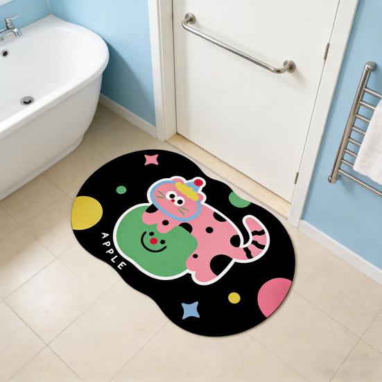 Kreskówkowy Zwierzęcy Dywanik Łazienkowy Chłonny Z Ziemi Okrzemkowej Antypoślizgowy Uroczy Kot Pies Mata Podłogowa do Wejścia Łazienki Kuchni Prysznica