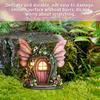 Yousheng Miniature Fairy Garden Door, Mini Wooden Fairy Gate for Tree Stump, Wall, Dollhouse, Tiny Gnome House Accessory for Micro Landscape