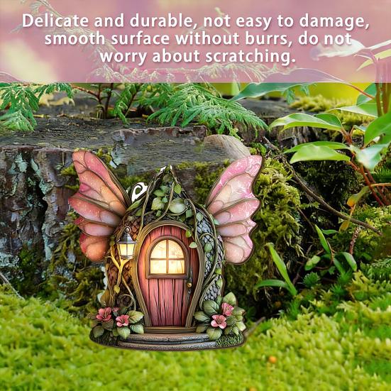 Yousheng Miniature Fairy Garden Door, Mini Wooden Fairy Gate for Tree Stump, Wall, Dollhouse, Tiny Gnome House Accessory for Micro Landscape