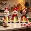 Standing Christmas Character Set Lighted Doll Decoration Cute Plush Santa Claus/Snowman/Reindeer Figurine with Holiday Home Interior Decor