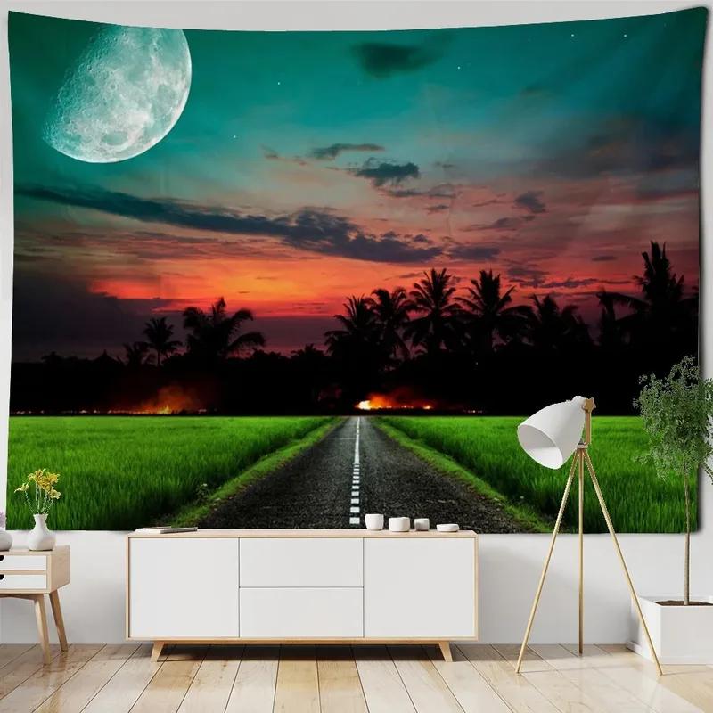 Prairie Night Scene Starry Sky Pattern Tapestry Home Wall Decoration Tapestry Bedroom Living Room Tapestry