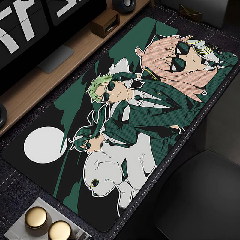 Gaming Mouse Pad Large Desk Mat Antislip Rubber Base Stitched Edges Halloween Anime Family Print for Gaming Office Desk