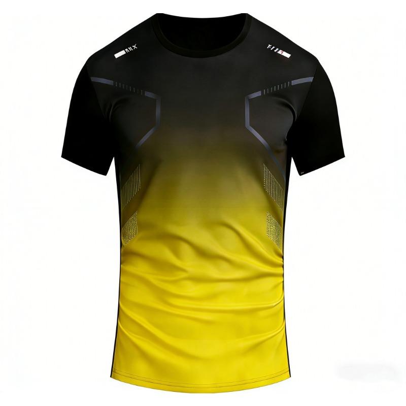 Men's T-shirt Outdoor Sports Running T-shirts Gradient Pattern Printed T-shirt Comfortable Quick Drying Short Sleeve Unisex Tops