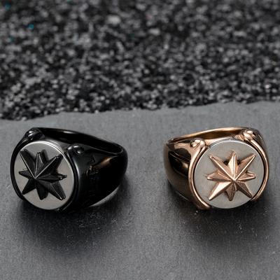 Octagonal Star Titanium Steel Ring Fashion Trendy Hand Decoration Ring Jewelry