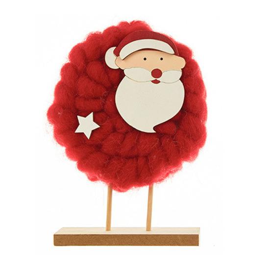Yousheng Christmas Tabletop Decoration Plush Wool Felt Reindeer Santa Tree Figurine with Wooden Base for Winter Tiered Tray Mantel Decor