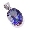 Natural Mystic Topaz Gemstone 925 Solid Sterling Silver Gift Pendant 1.25" r5d42