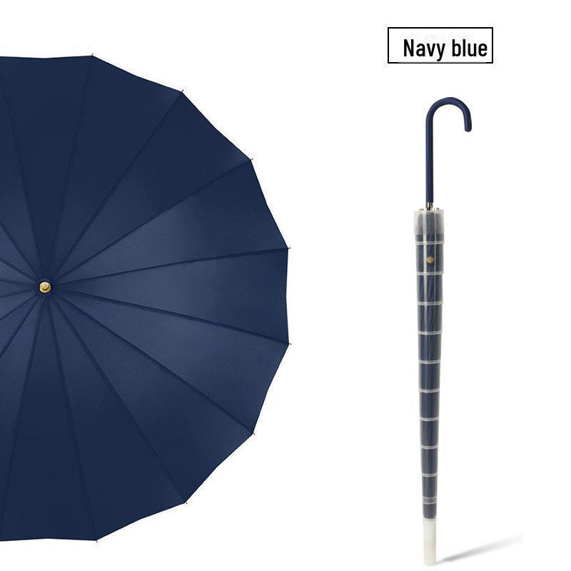 16-Rib Wind-Resistant Long Handle Umbrella with Custom Logo