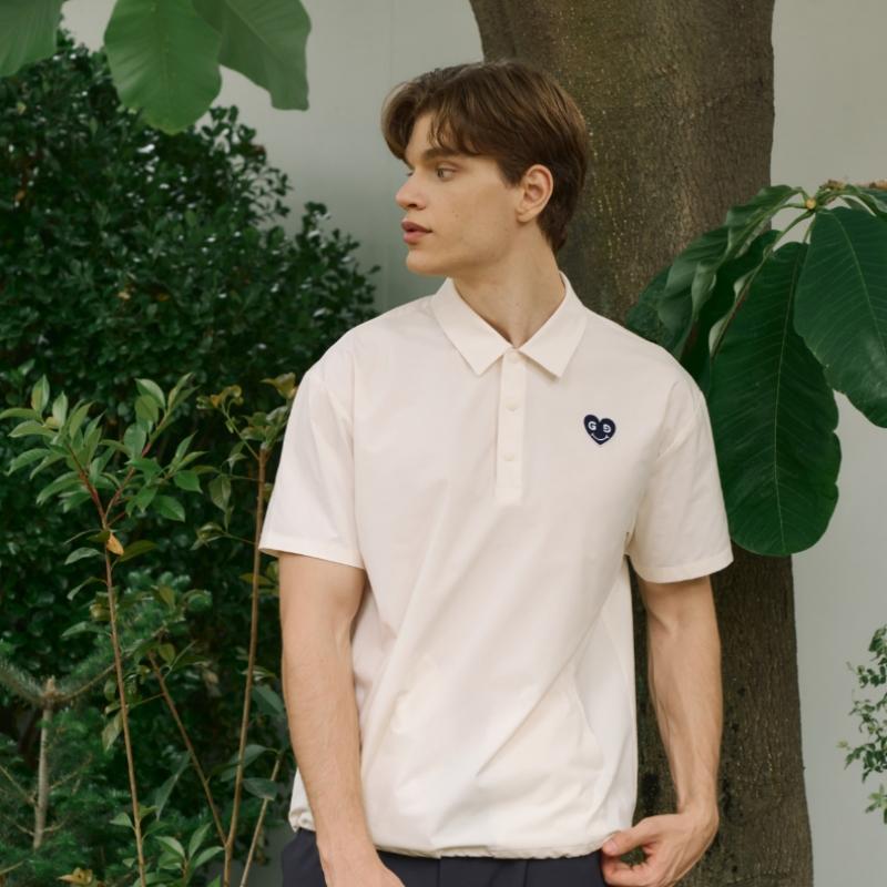 GOXO Smile Heart Pocket Shirt Cream