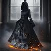 Halloween Hexenkostüm mit Kapuze Skelett Cosplay Kostüm Schwarzes Polyester