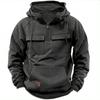 Spring and Autumn Men's Hoodie Zipper Multi Pocket Hoodie Sports and Leisure with Velvet