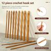 Yarn Bowl Holder with 12 Pcs Crochet Hooks Wood Yarn Bowl Curling Grooves Design Knitting Bowl Smooth Knitting Yarn Bowl Holder