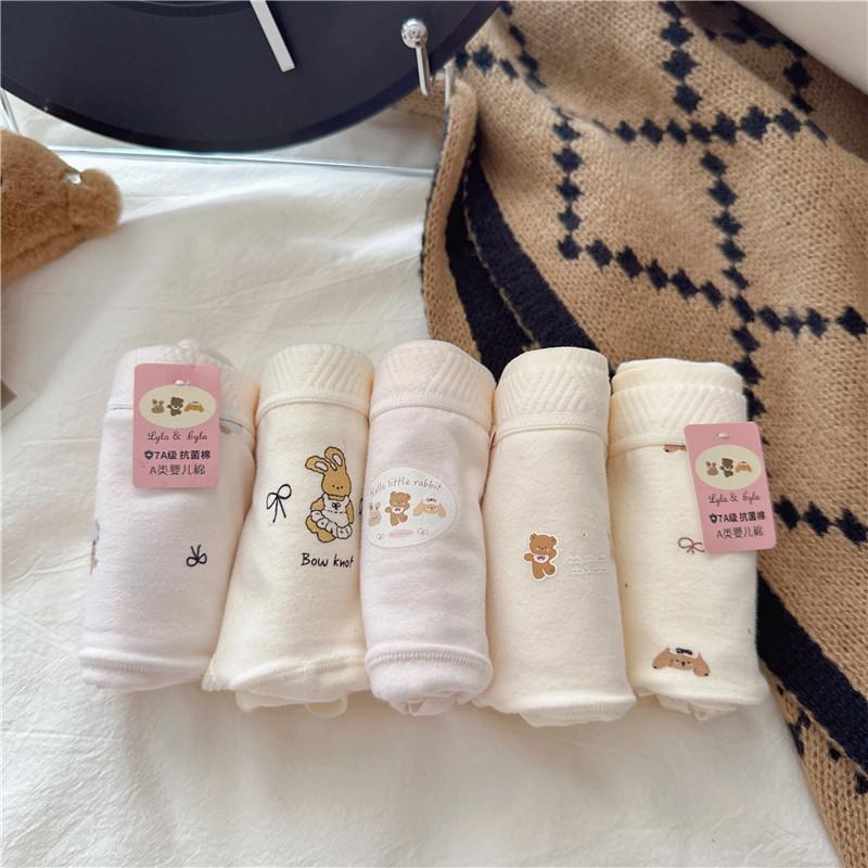 Female Spring and Autumn Lovely Rabbit Pure Cotton Extended Crotch 7A Antibacterial Hip Waist Triangle Briefs
