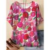 Fashion Women's Crew Neck Short Sleeve 3D Casual Color Printing Casual Short Sleeve Crew Neck T-Shirt