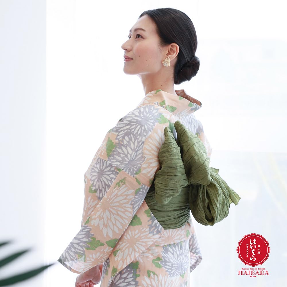 Kyoto Kimono Yuzen Yukata from Made In Cotton Small Chrysanthemum Women's (Single Item) Nihonbashi/Haibara, Japan, High-Quality Kimono, (Coral Green)