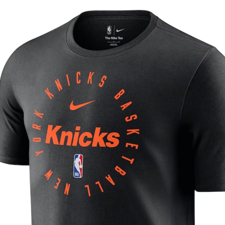 Nike X NBA Collaboration New York Knicks 2024-25 Season Crew Neck Comfortable Pullover Letter Short Sleeve T-Shirt Unisex Tops Black HF1430-010