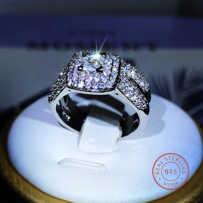 

медь Классический Дизайн Обручальные Кольца Роскошные Ювелирные Изделия ААА Кубический Цирконий Полный Блинг Iced Out Помолвка Вечеринка Мужские Аксессуары 9