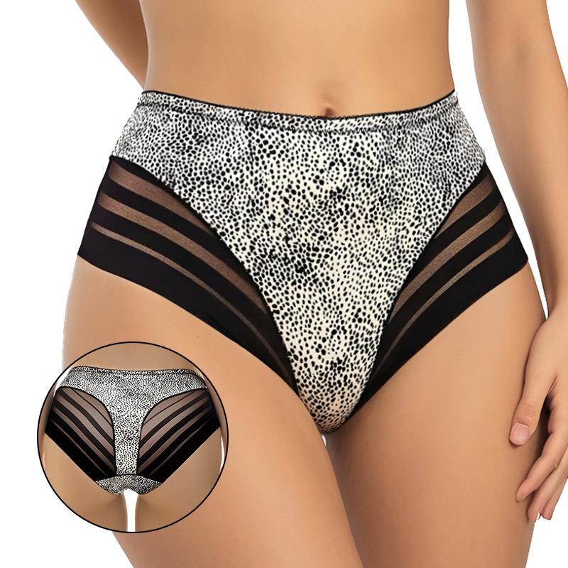 Women Seamless Breathable Mesh Triangle Brief Cotton Crotch Mid Waist Ladies Underwear
