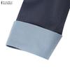 ZANZEA Vestido feminino casual gola virada para baixo solto manga comprida