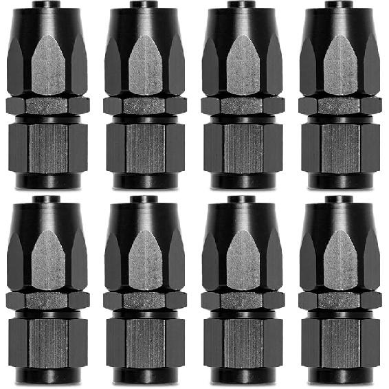 6AN Straight End Fitting 4 Pcs For Braided Fuel Oil Gas Line Hose End 6 AN Fittings Aluminum Black