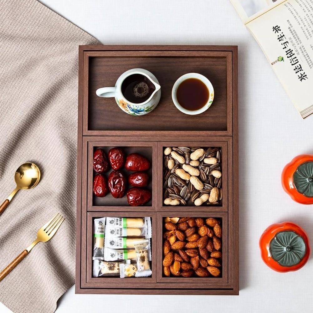 7Pcs/Set Rectangular Wooden Serving Tray Retro Tea Tray Nesting Multipurpose Trays  Kitchen