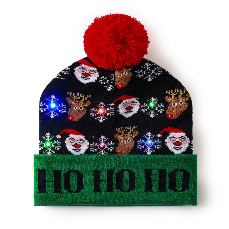 

Flashing LED Christmas Beanie Knit Hat Winter Snow Cap Light Up Knitted Cap Holiday Party Favors for Adults 1PCS
