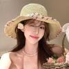 Wide Brim Beachside Sun Hat Fishing Cap Summer Beach Hat Flower Lafite Straw Hat  Outdoor