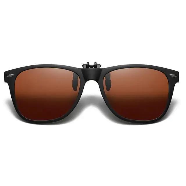 Clip On Sunglasses Men Vintage Square Glasses Anti Glare Night Vision for Car Driving