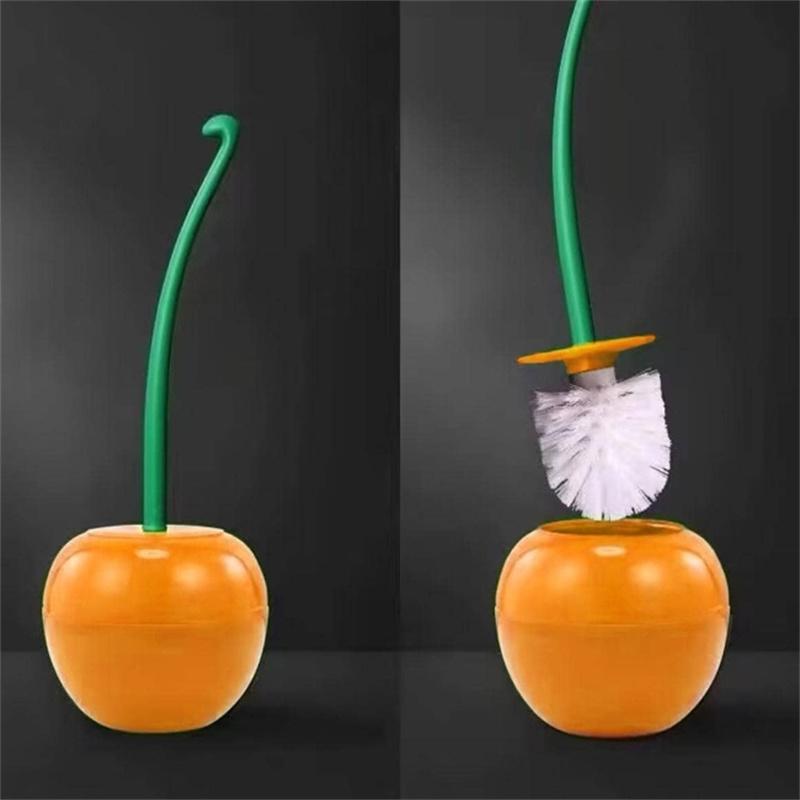 

1PC Red Toilet Brush Creative Lovely Cherry Shape Lavatory Toilet Brush Holder Set Toilet Holder Bathroom Accessories помаранчевий