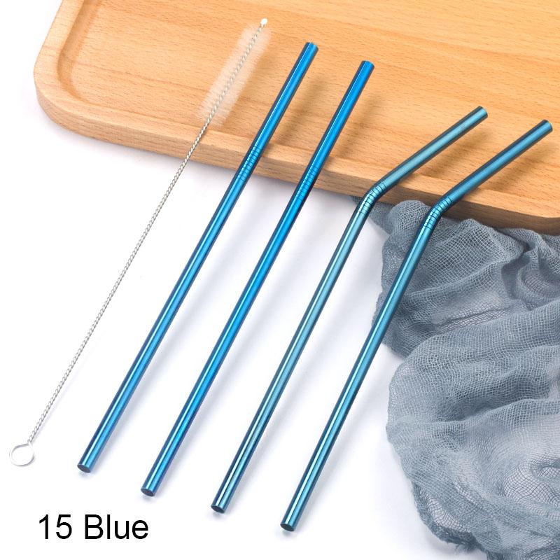 FAIS DU 304 Stainless Steel Straws Reusable Straight Bent Metal Drinking Straw With Cleaner Brush Set Party Bar Accessory