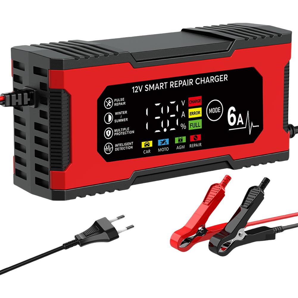 12V 6A Smart Repair Battery Charger LCD Display Car Battery Charging Device Car Battery Maintainer Automotive Tools