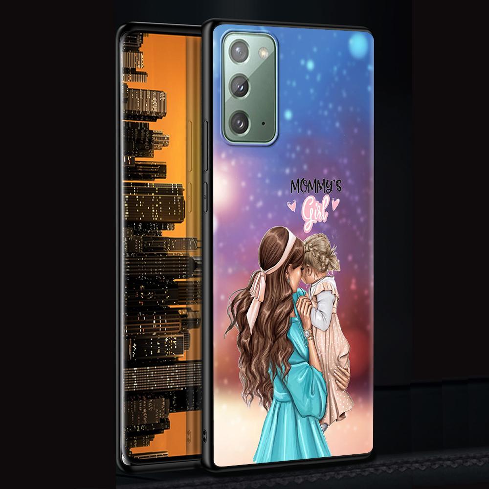 

Чехол для мамы с черными каштановыми волосами для Samsung Galaxy S20 FE S21 Ultra S10 Lite S10e S9 S8 Plus S7 Edge A12 A51 A52, мягкий чехол для телефона Samsung A12 5G