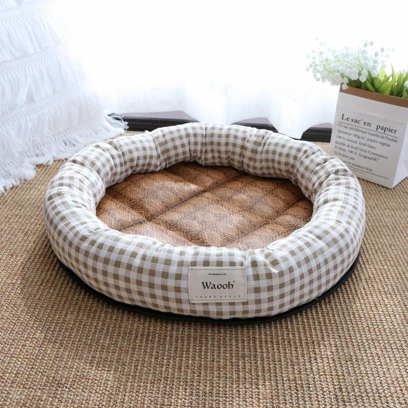 Summer Pet Nest  Cat Cooling Mat  Dog Nest Round Nest  Cooling Straw Mat  Cool Feeling Cat Cooling Mat  Cold Feeling Mat Rattan Mat