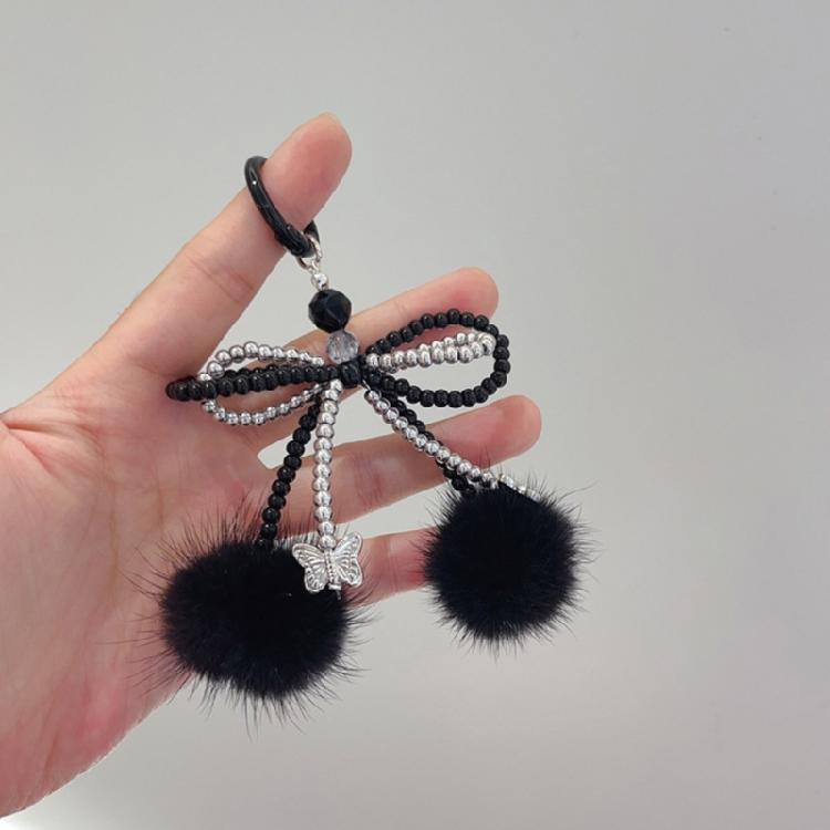 Bowknot Plush Ball Charm Pendant Chain Y2K Phone Straps Pocket Keychain Strap
