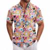 Summer Short Sleeve Flower Shirt Men'S Beach Large Size Casual 3D Digital Printing Men'S Shirt Tide