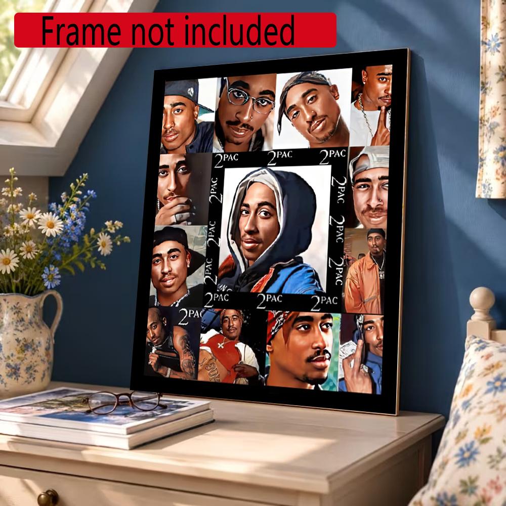 2Pac 5D Round Diamond Painting Kit Diamond Embroidery Painting Rhinestones Mosaic Frameless Handwork Decoration Arts