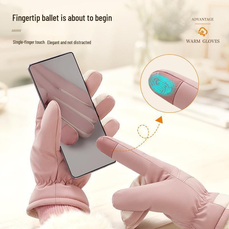 Windproof Touchscreen Non-slip Fleece-lined Winter Cycling Gloves for Electric Motorcycle