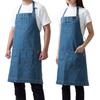 Plaisir Men's Washed Denim Apron, Authentic Denim, Plus Sizes Available, Stylish, Wrinkle-Resistant, Black, for Work, Professional Use, BBQ, DIY