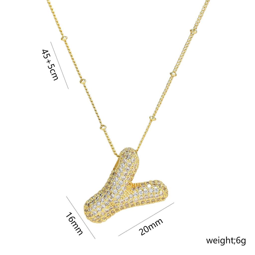 Elegante Collana con Ciondolo Alfabeto in Oro 18 Carati Placcato Zircone