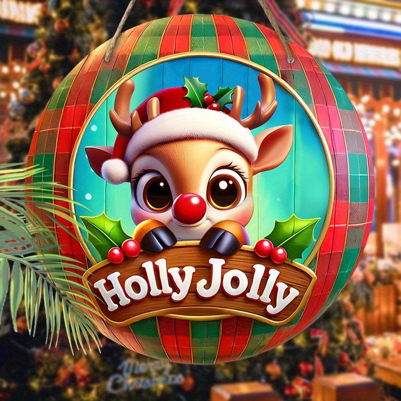 

Christmas decoration sign,indoor hanging decorations,2D flat Wooden products with Christmas elk pattern,Christmas gifts for friends and family 2D,Style1,1pc