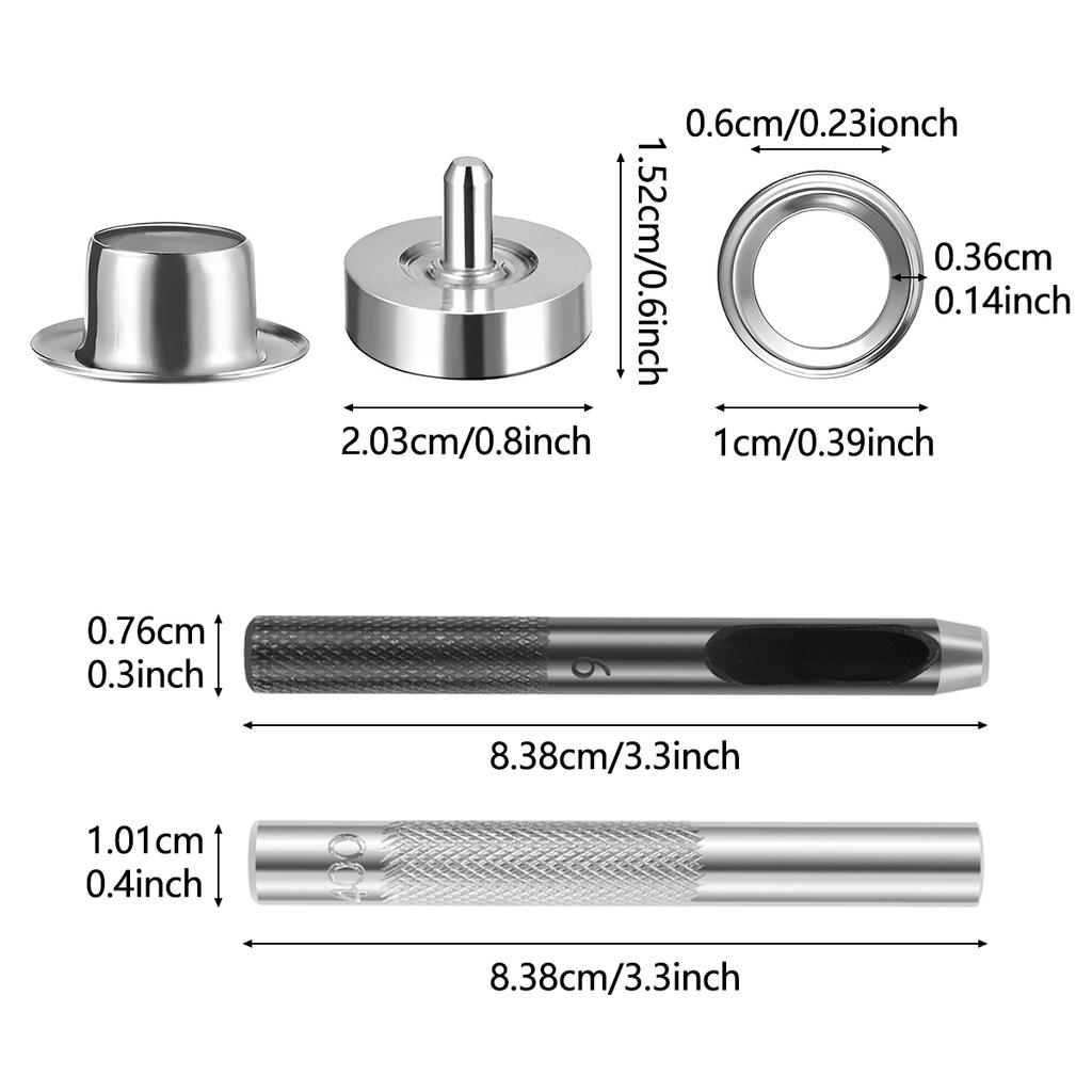 400er Set Manuelles Ösen-Set 3/16 Zoll Ösen Stanz-Set mit Lochwerkzeug 4 Farben Messingösen für Stoff Leder Leinwand Schuh